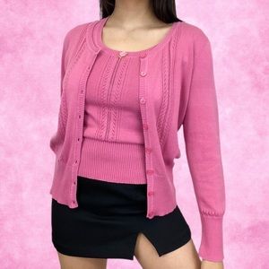 Pink cardigan and tank top set